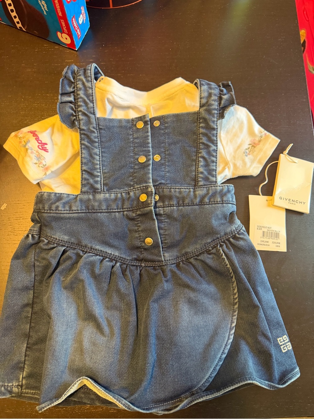 Givenchy Blue Kids Denim Overall Dress with Snap Buttons